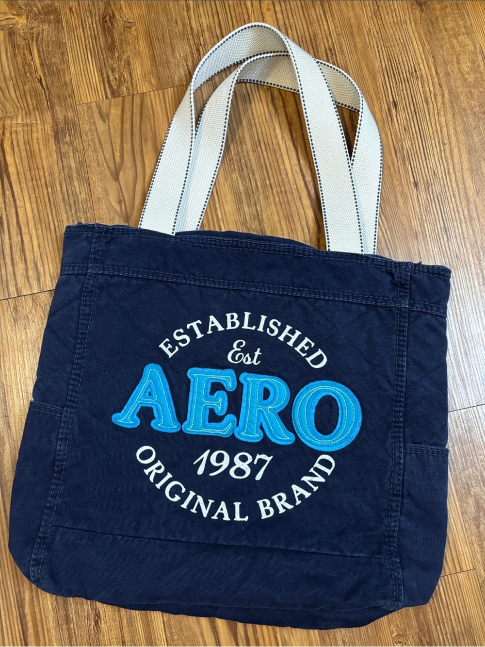 Aeropostale Navy Canvas Tote Bag with Blue Logo (mid 2000s - Y2K style)